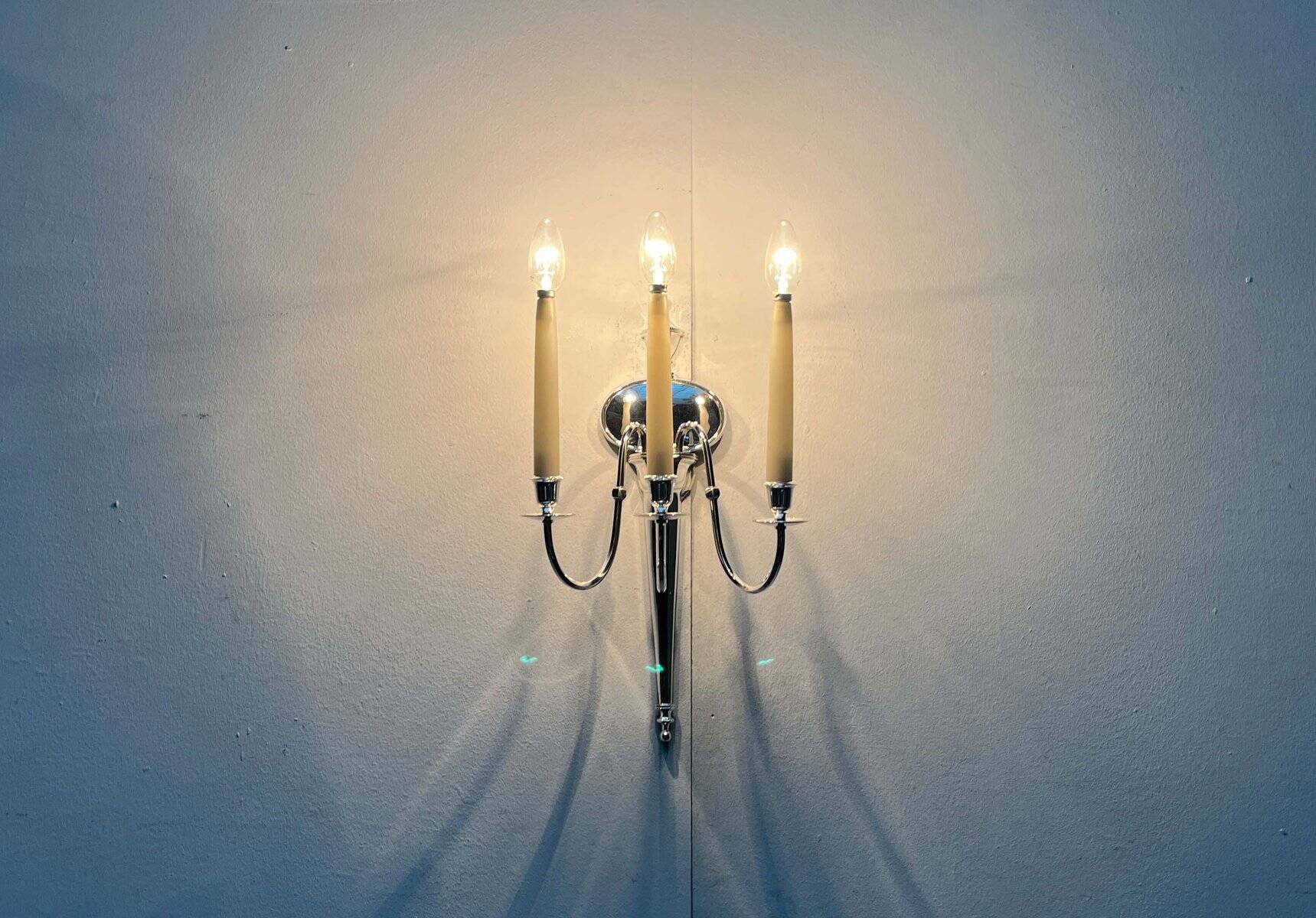 Vintage Italian neoclassical wall sconces in Hollywood Regency style, set of 3.
