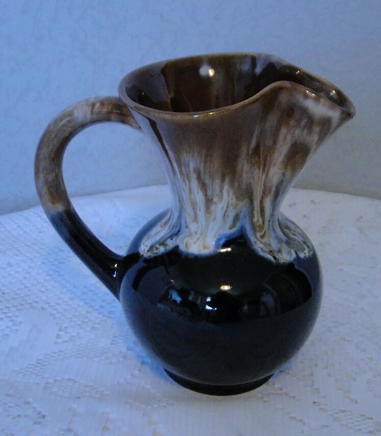 Blue, grey and brown flame stoneware jug