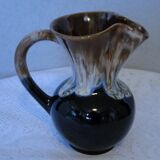 Blue, grey and brown flame stoneware jug