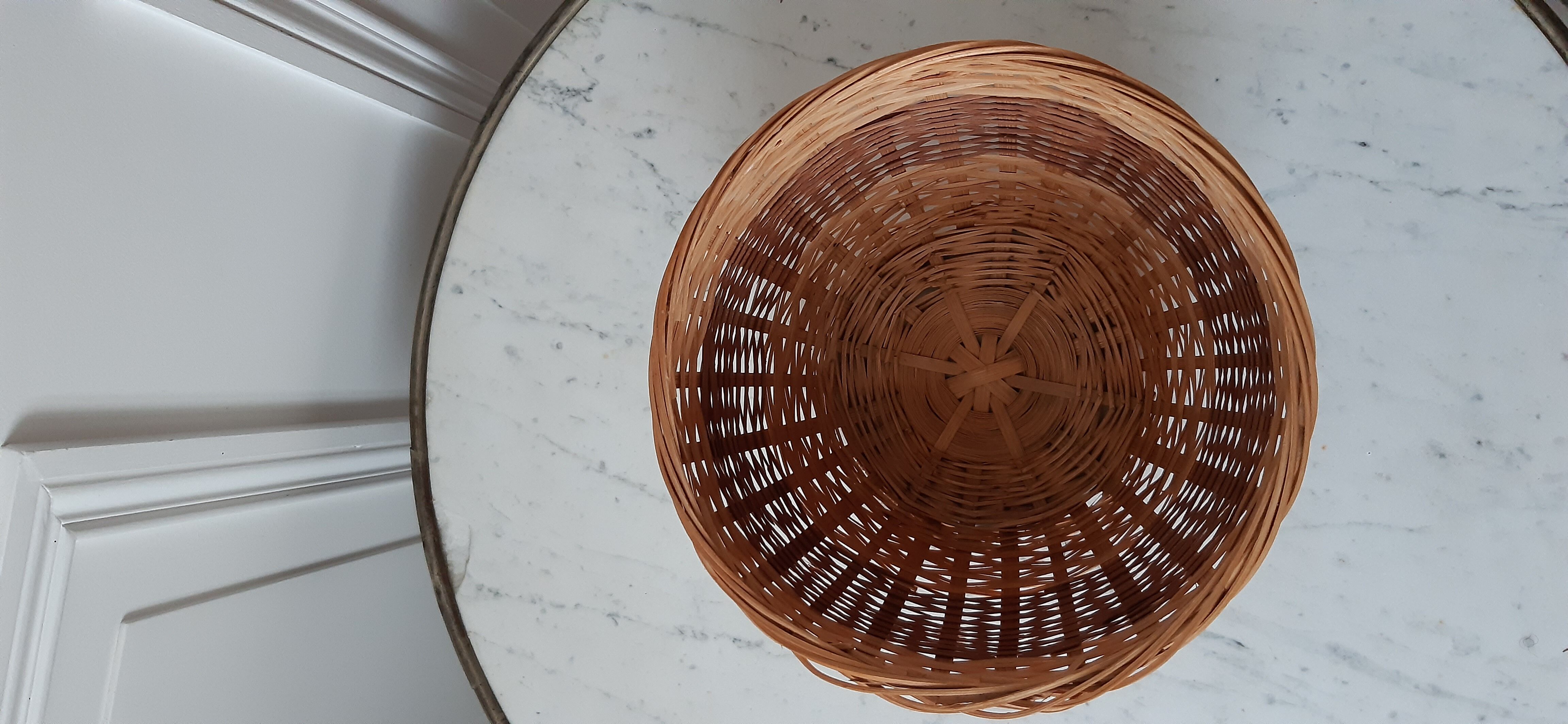 Wicker pot cover / vintage rattan 70s