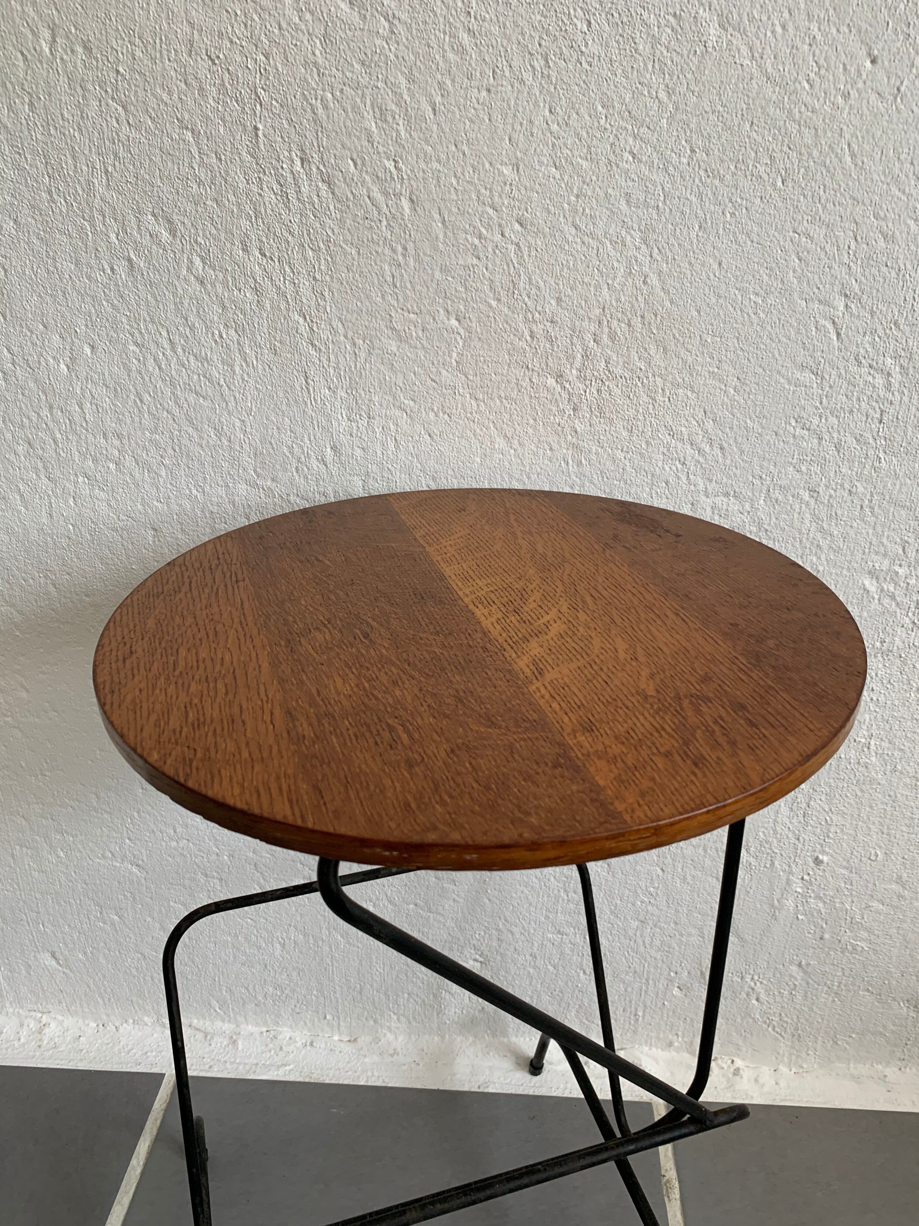 Table volante bois et métal vintage
