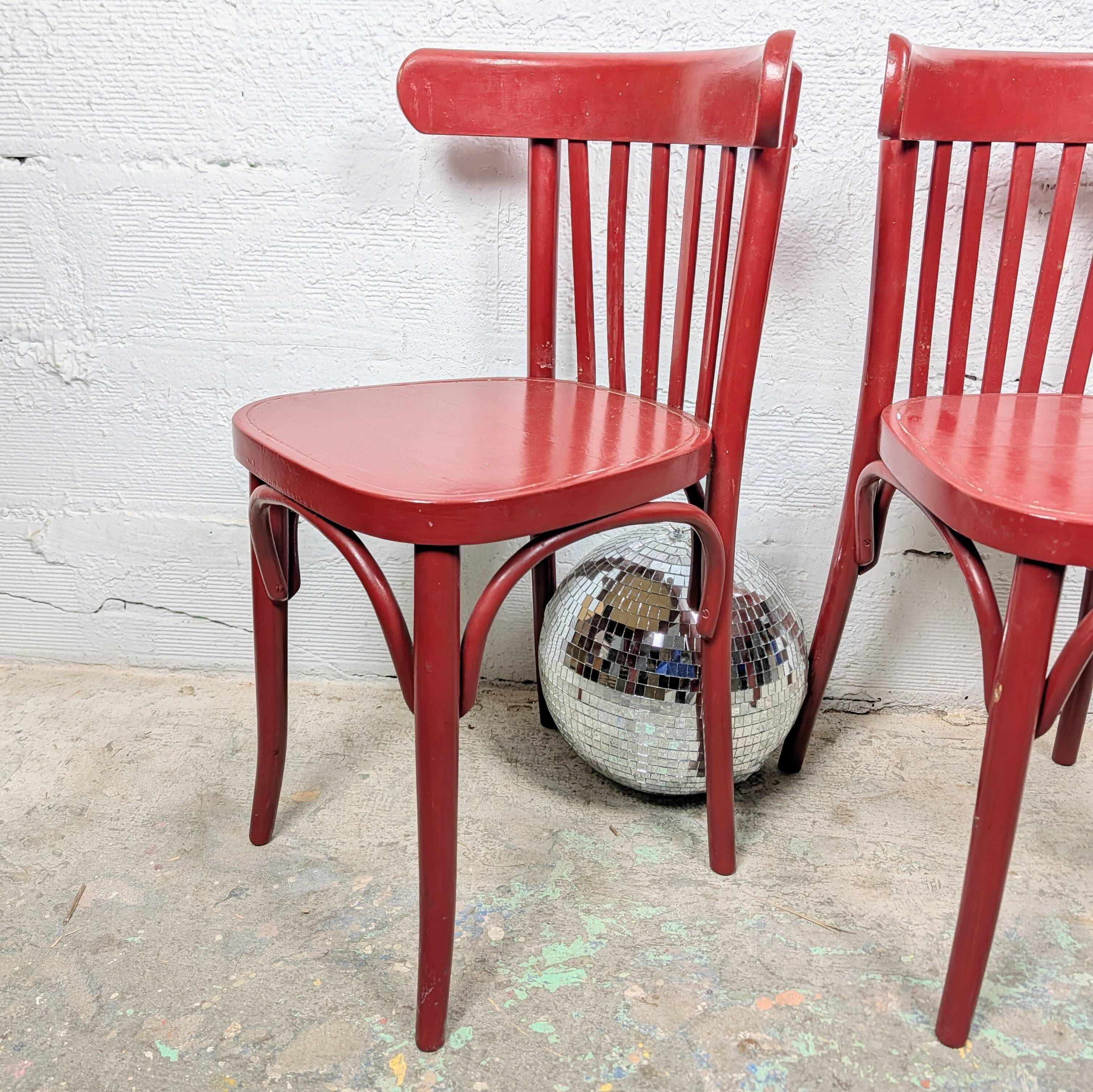 Pair of curved wooden bistro chairs