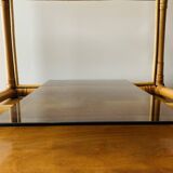Vintage side table in bamboo and smoked glass - end table