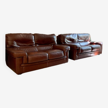 Set of 2 full grain leather sofas