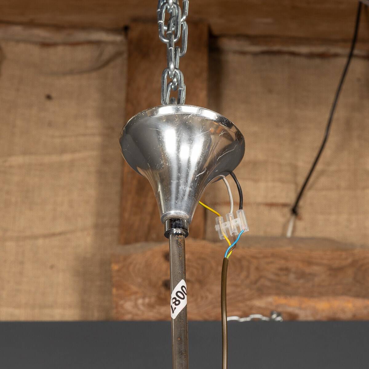 20thC ITALIAN CHROME & SMOKED GLASS EIGHTEEN LIGHT CHANDELIER c.1970