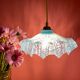 Vintage aabt-jour pendant lamp in blue Clichy glass