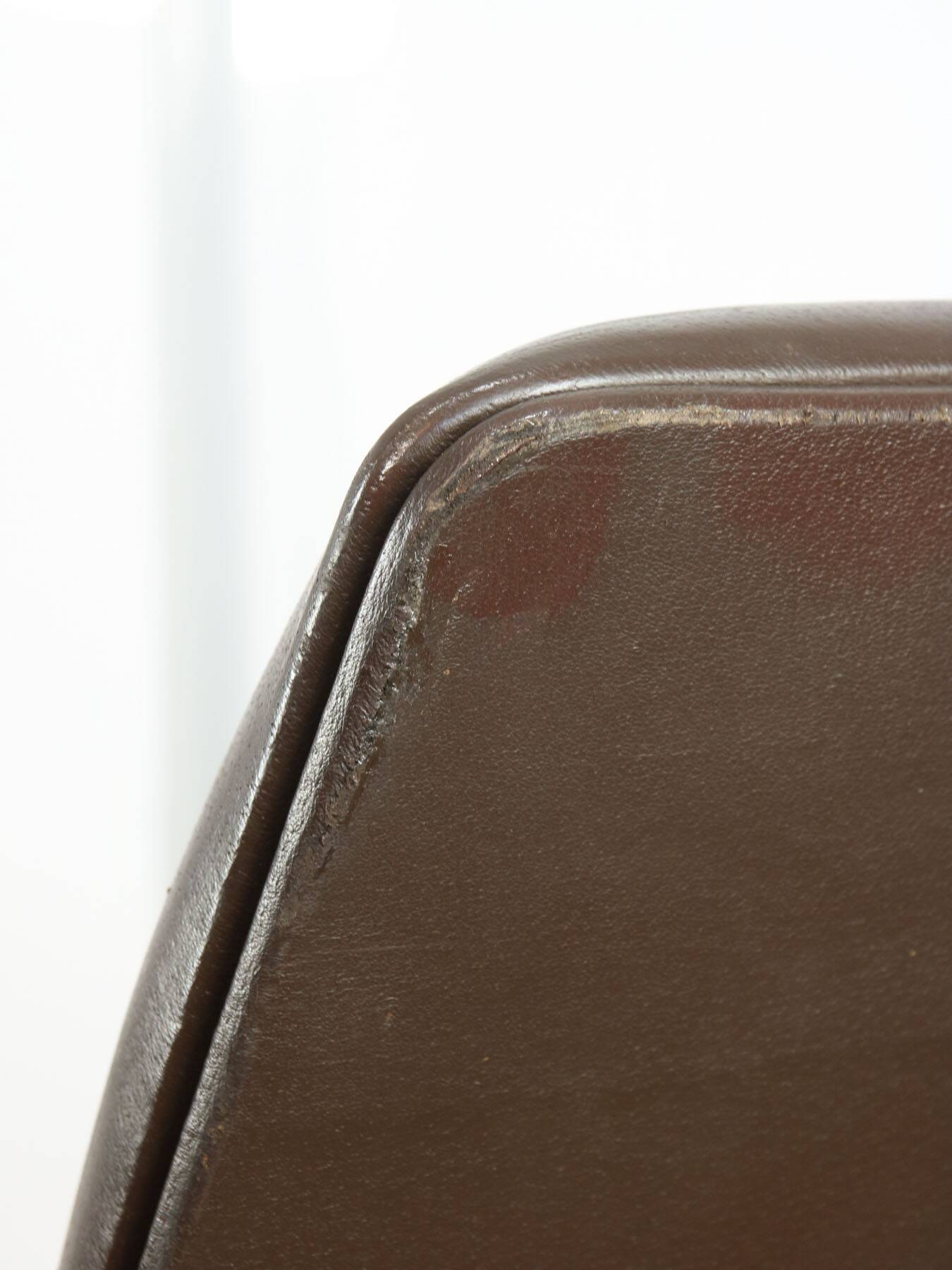Mid-Century Italian Brown Leather Swivel Chair