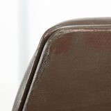 Mid-Century Italian Brown Leather Swivel Chair