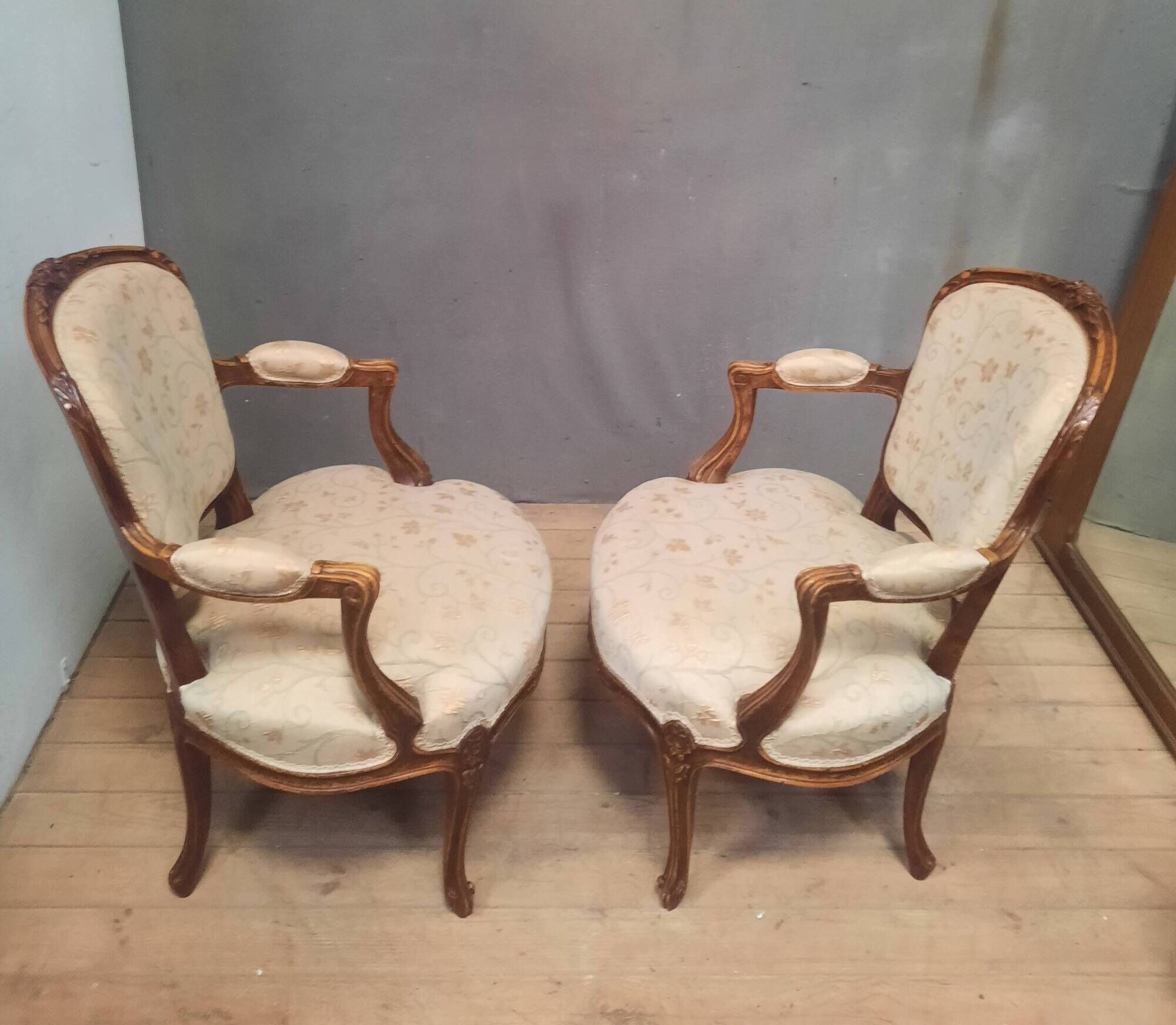 Pair of Louis XVI style armchairs