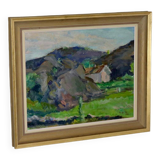 Original Early Century Swedish Oil On Canvas Painting" Abstract Landscape " by Gertrud de Val