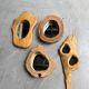 Set de 4 miroirs organiques brutalistes en bois années 50