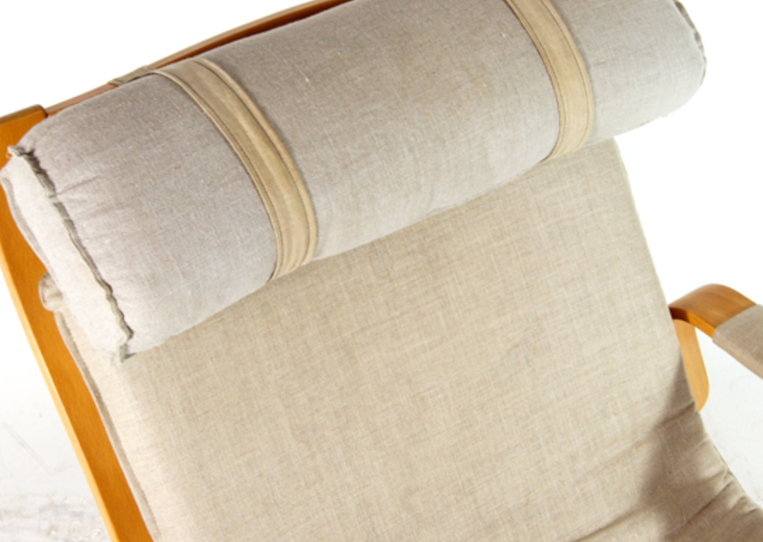 Easy lounge chair in modern curved wood fabric