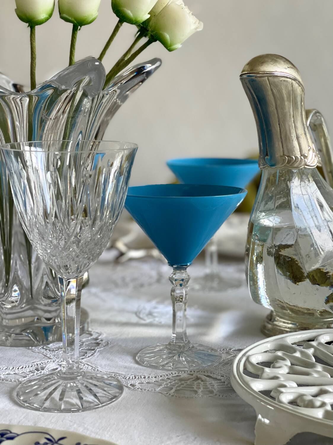 6 crystal cocktail glasses