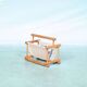 Bohemian magazine rack in vintage 70s pine style.