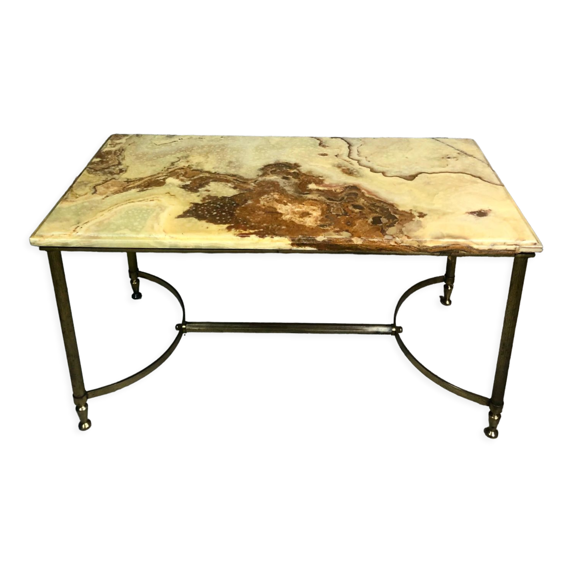 Coffee table in brass and onyx vintage 1960