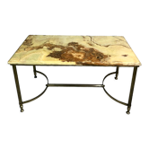 Coffee table in brass and onyx vintage 1960