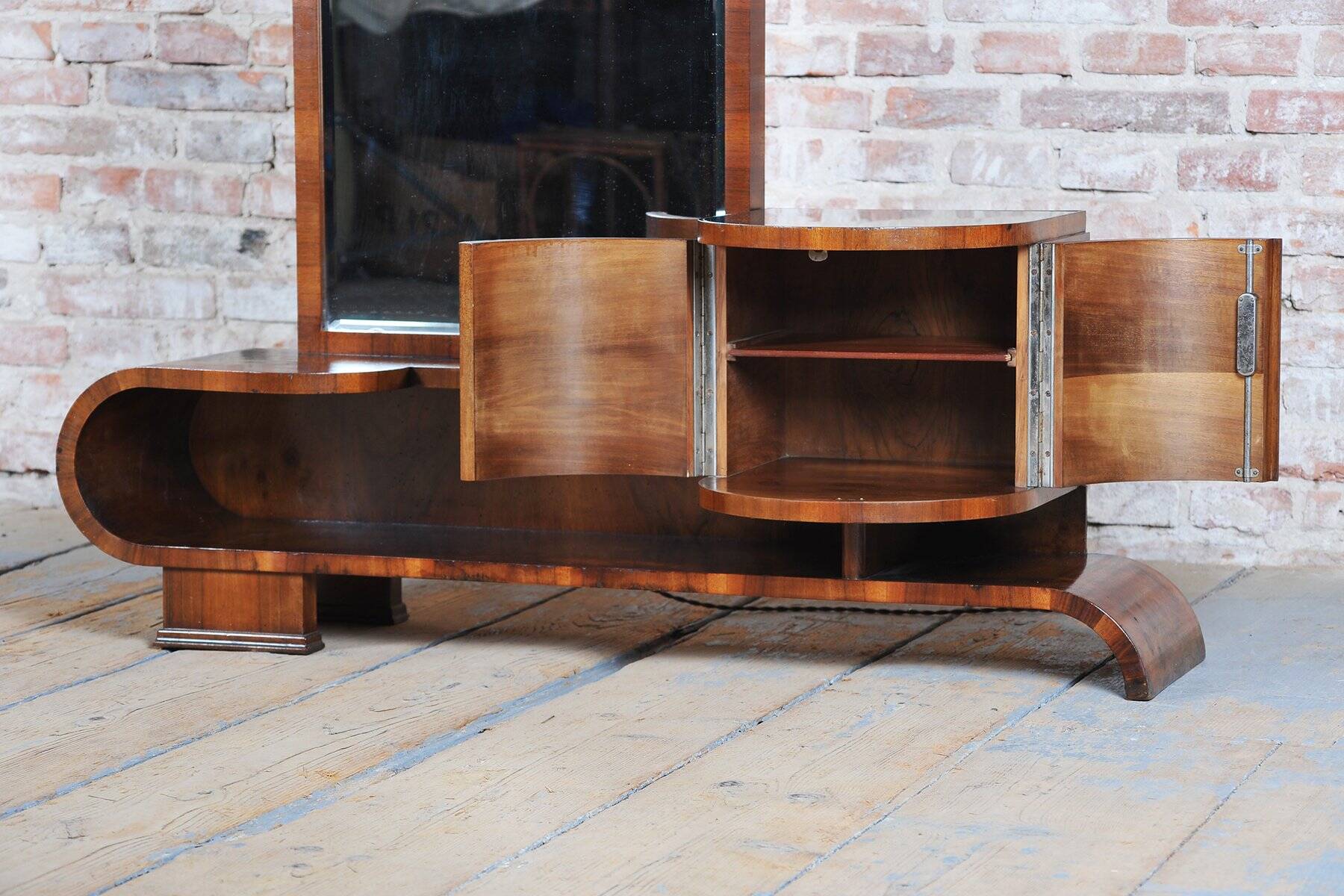 Czech Art Deco Dressing Mirror in Walnut, 1930s