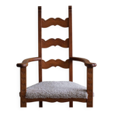 Fauteuil Classique en Chêne et Assise en Laine d'Agneau, Moderne Danois du Milieu du Siècle, Années 1950