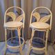 Pair of vintage high stools in rattan — 1960s — Riviera spirit