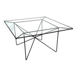 Vintage coffee table in steel and wire and glass  1970