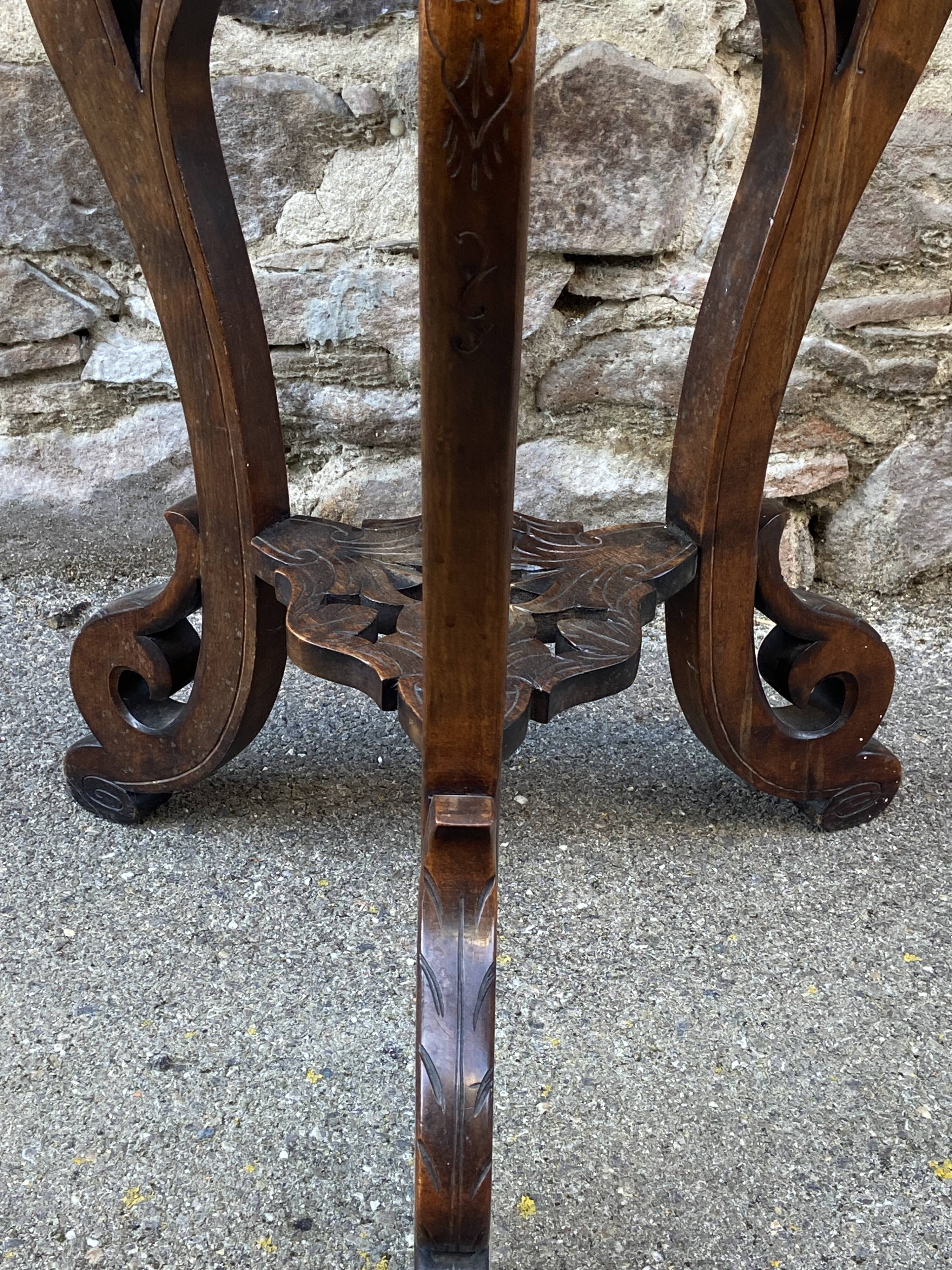 Colonial style pedestal table Indochina Asia vintage 1930s carved wood