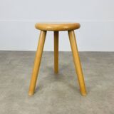 Brutalist solid wood tripod stool