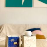 Pair of travertine candlesticks by Fratelli Mannelli, 1970