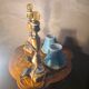 Pair of classic 1970 marble bedside lamps, new lampshades, electrical in working order, 39x14.