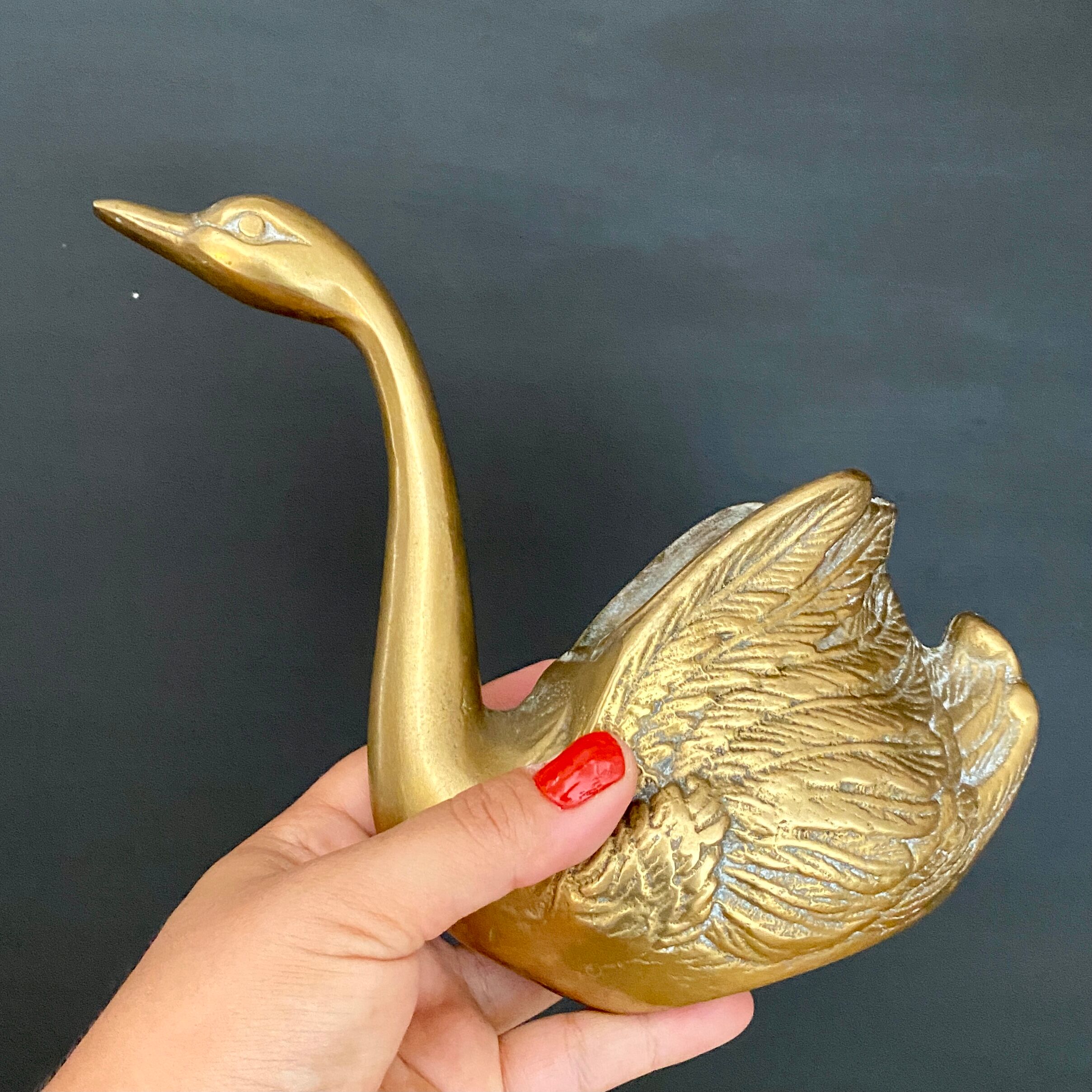 Brass swan pot cover
