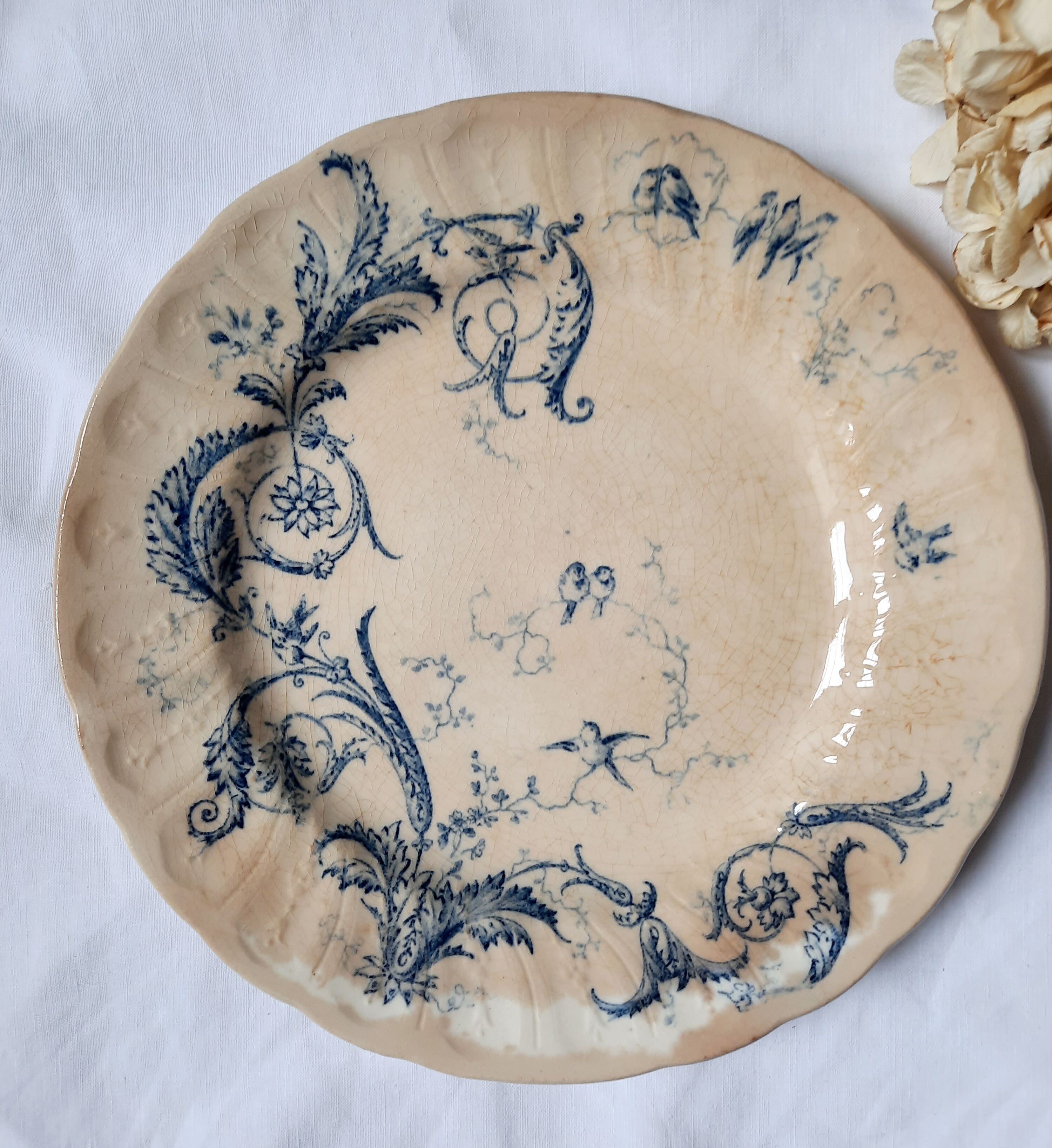 Antique dessert plates mismatched iron earth