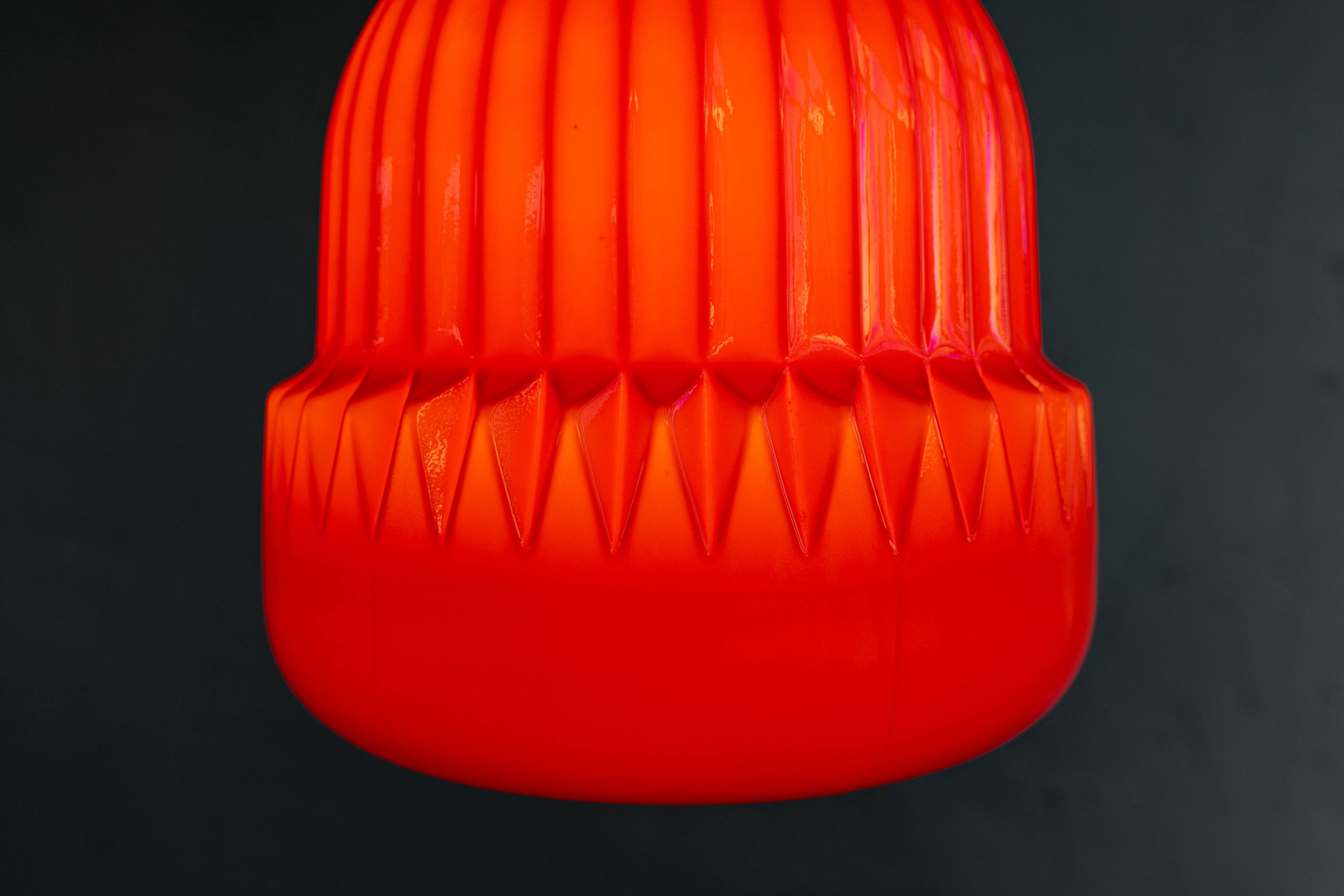 Vintage Czechoslovak Glass Hanging Lamp By Osvětlovací Sklo, 1970s