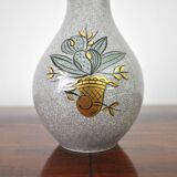 Craquele glaze porcelain Vase, gold and green on grey, Lyngby Porcelain, 1930s