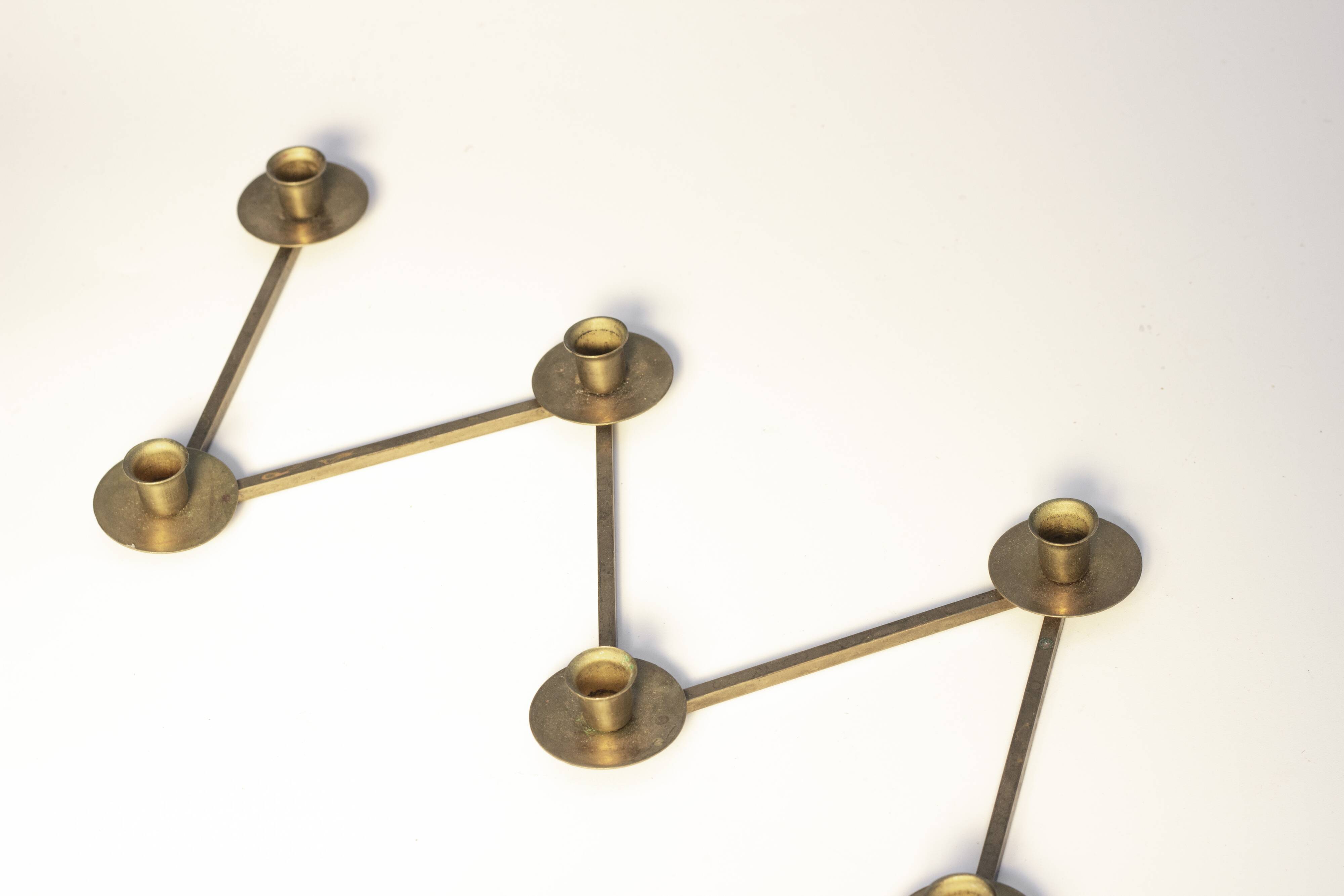 Articulated candlestick Margareta in brass by Lars Holmström – Arvika, Sweden