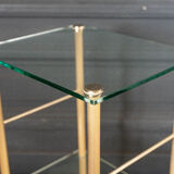 Bedside table 1980 golden metal 2 glass tops