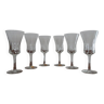 6 verres à vin blanc cristallin PORTIEUX taillés étiquetés - 13,5 cm