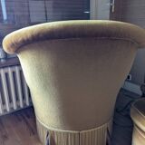 Caramel-coloured wool velvet armchair.