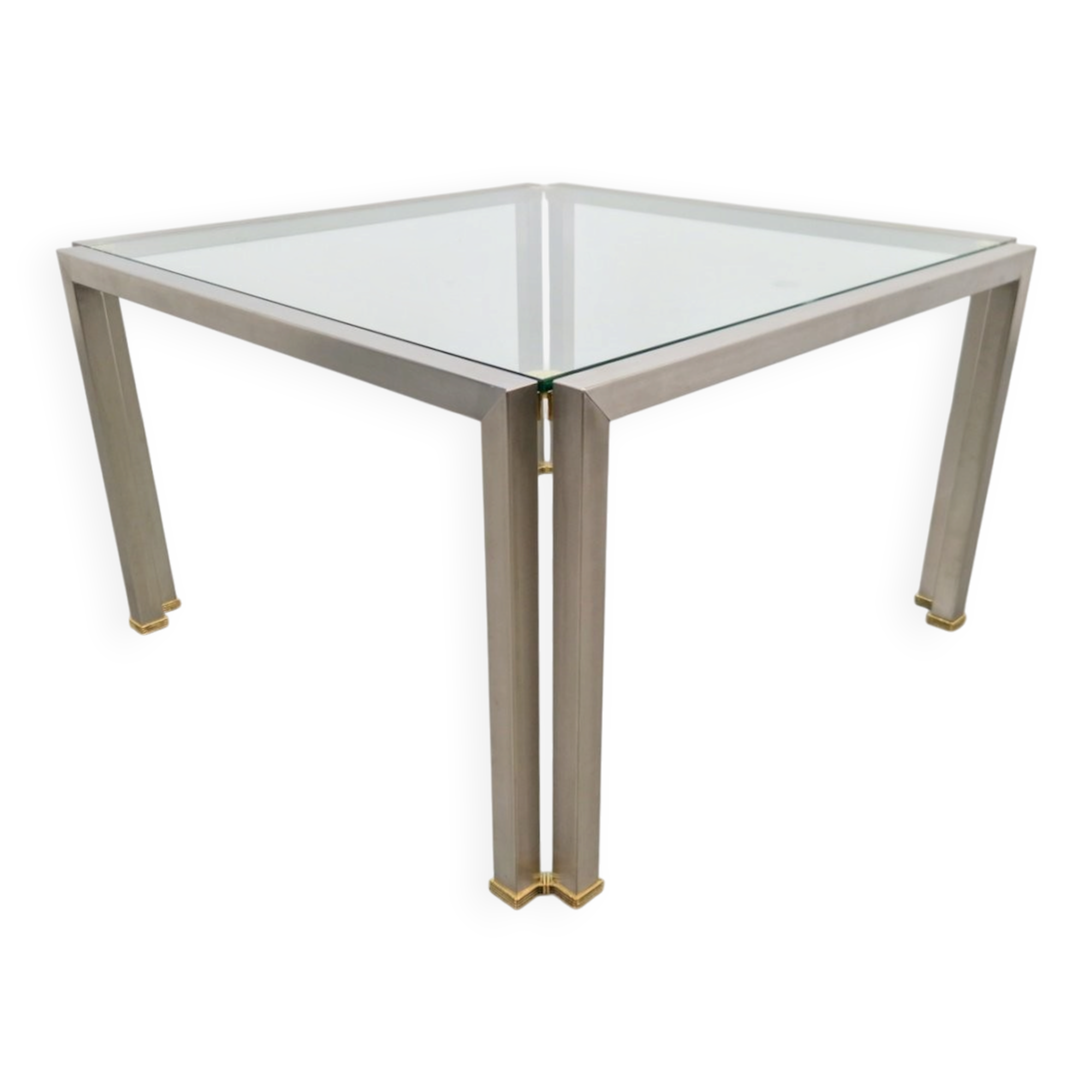 Table basse Regency T28 en laiton et verre de Peter Ghyczy, années 1970
