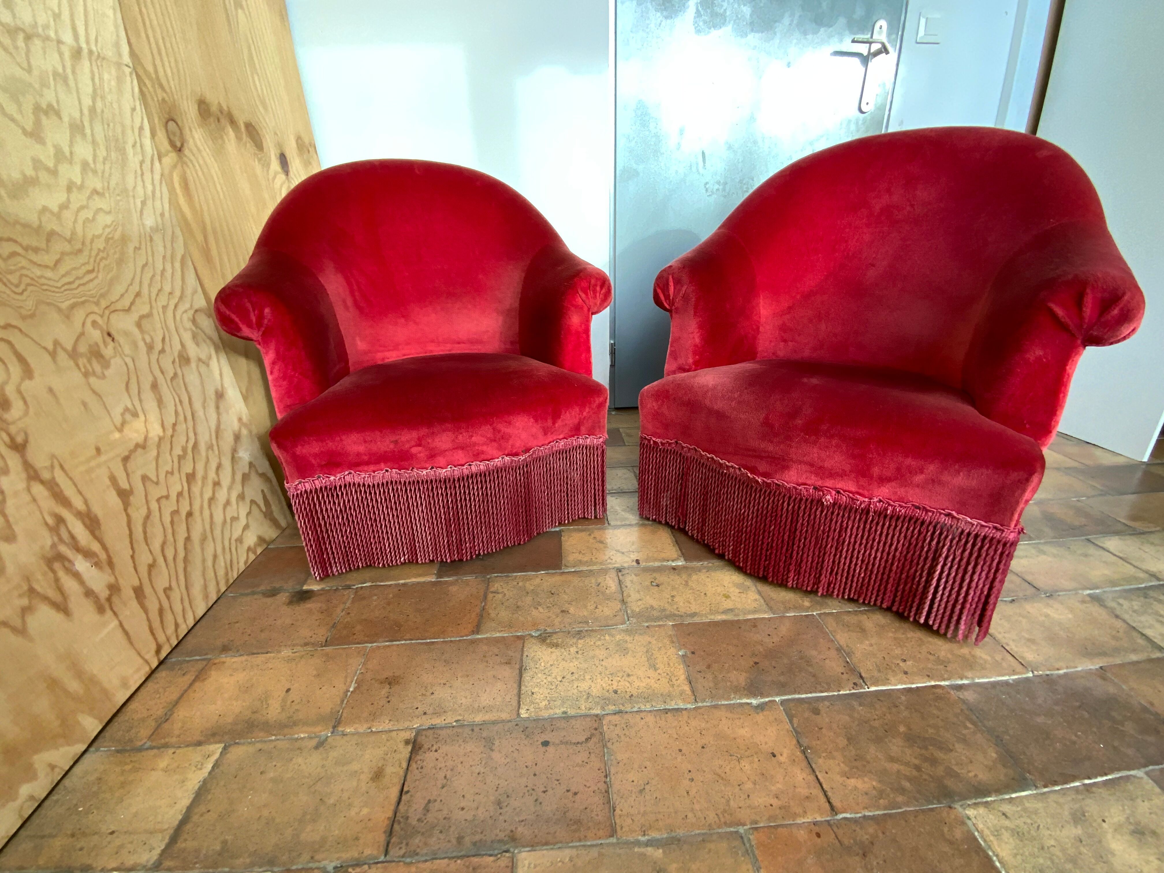 Pair of toad armchairs