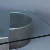 Stainless steel and glass coffee table, 1970s