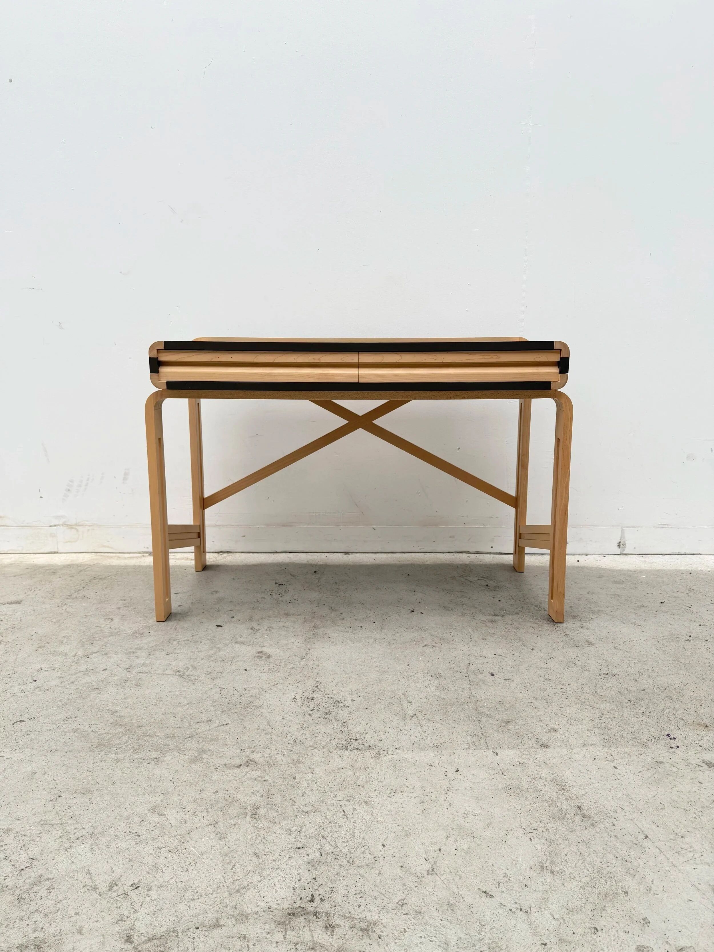 Solid wood and formica desk made by a cabinetmaker.