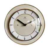 Horloge formica vintage pendule murale silencieuse ronde "SMI érable doré"