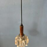 Small mid-century crystal glass pendant lamp