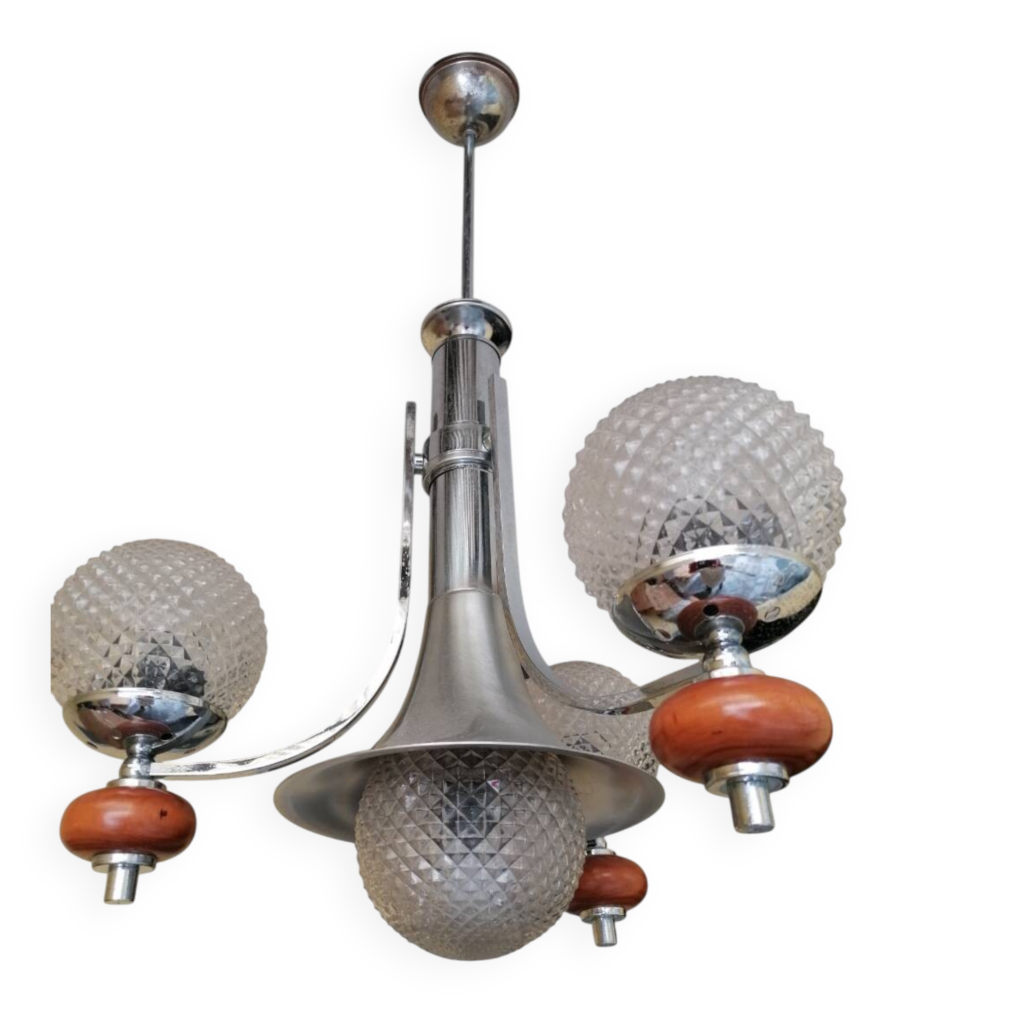 Lampadario a tre luci Space Age, anni '70