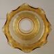 Large Mid Century Amber Glass Light Shade With Ribbed Effect & Frilled Edge