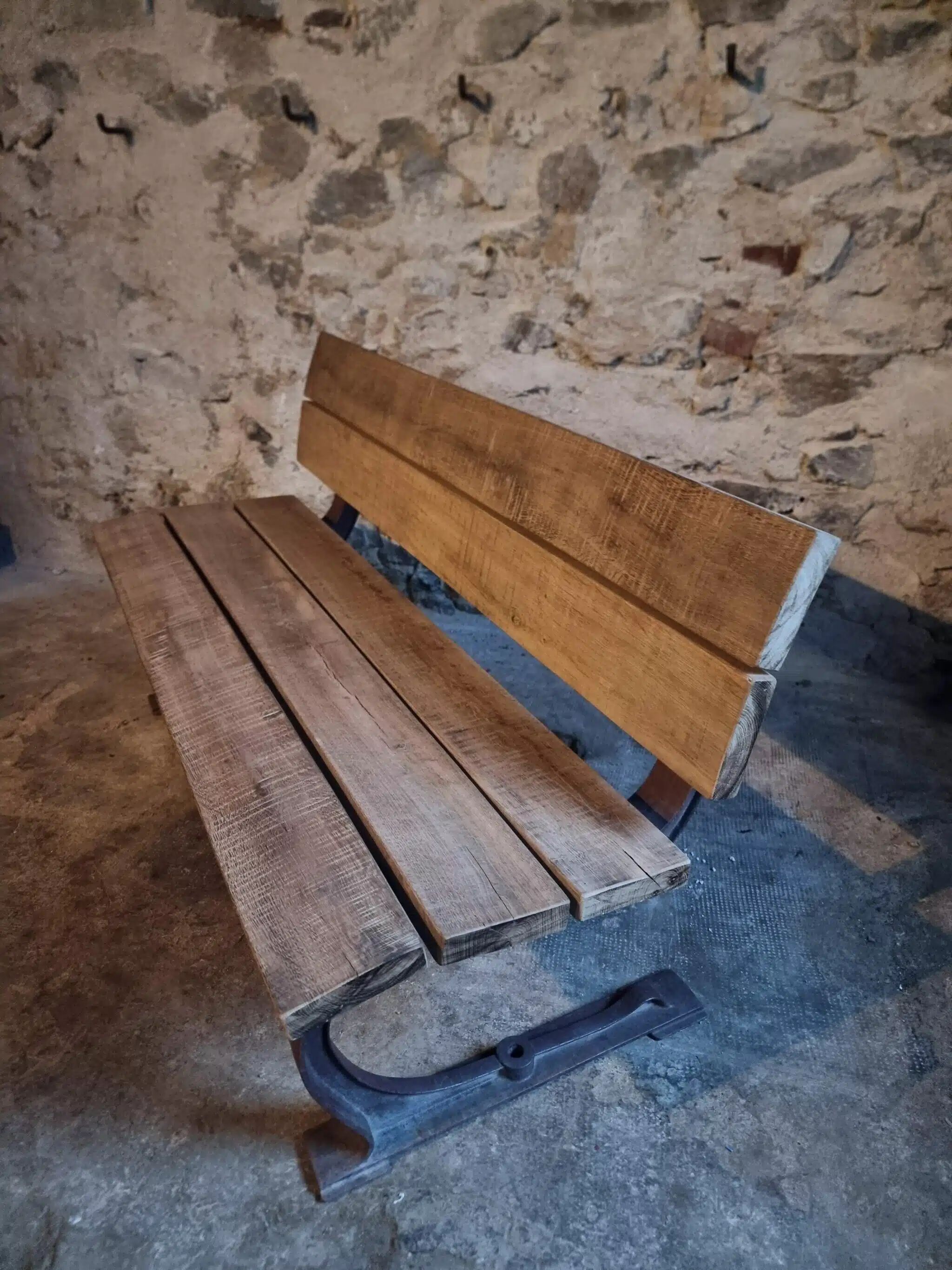 Vintage garden bench – oak and cast iron – from the 1960s