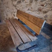 Vintage garden bench – oak and cast iron – from the 1960s