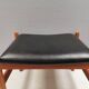 Danish Teak Footstool, Black Skai Leather, 1960s Spøttrup Design