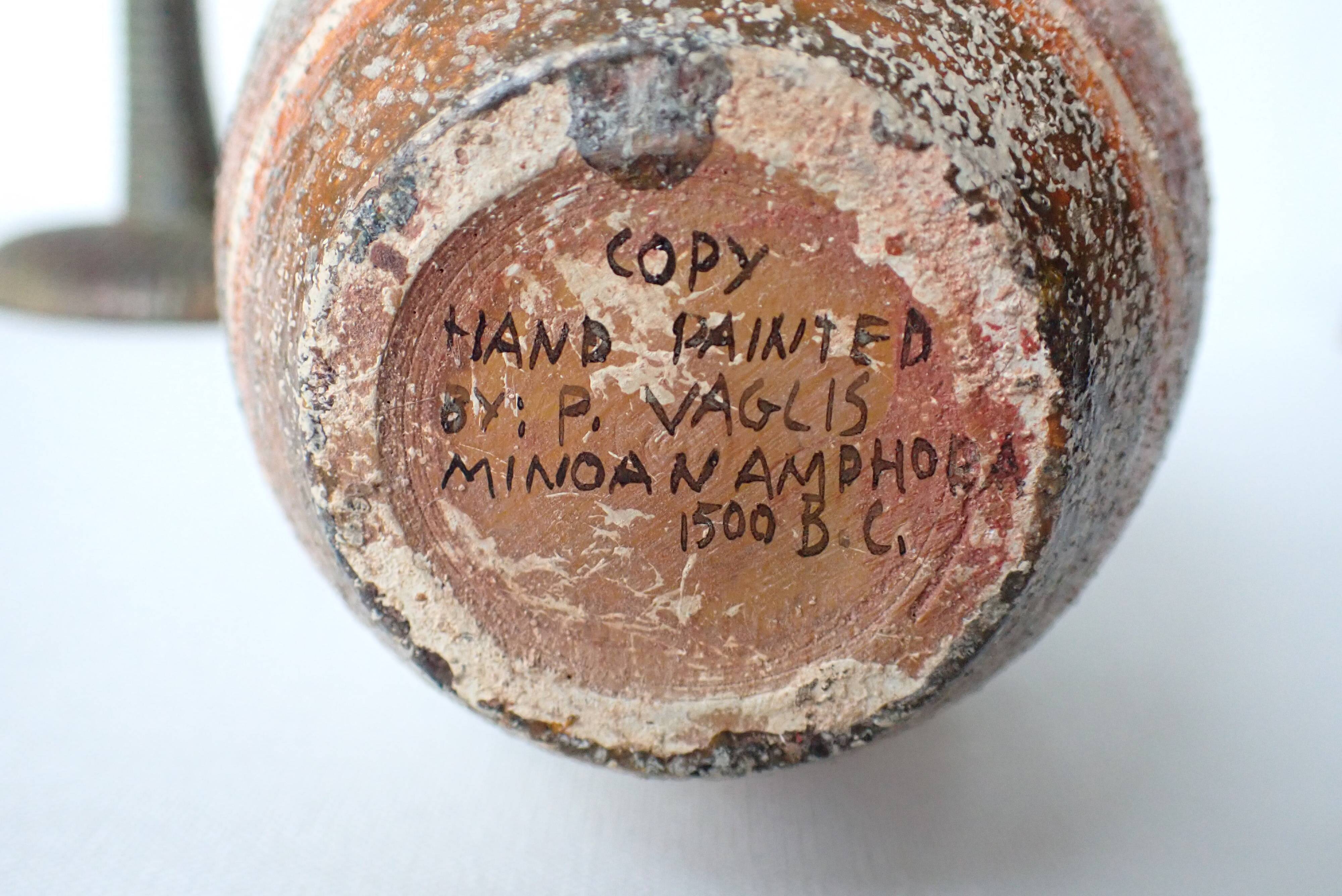 Hand-painted Greek vase - dolphin decoration - reproduction of an amphora from 1500 BC