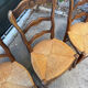 Set of 4 Provençal oak chairs with rush seats.