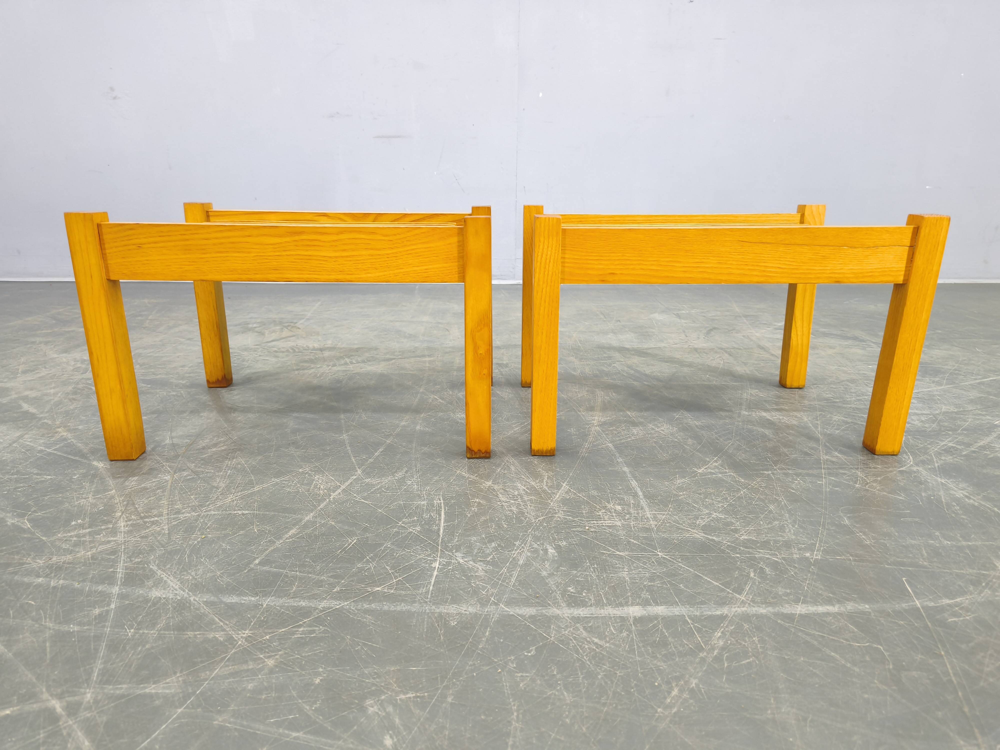 Set of Three Mid-Century Wooden Plant Stands, Czechoslovakia 1970s